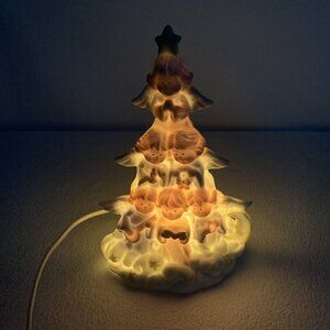 Angel Tree Choir Nightlight Stacked Porcelain Pastels Nursery 8”